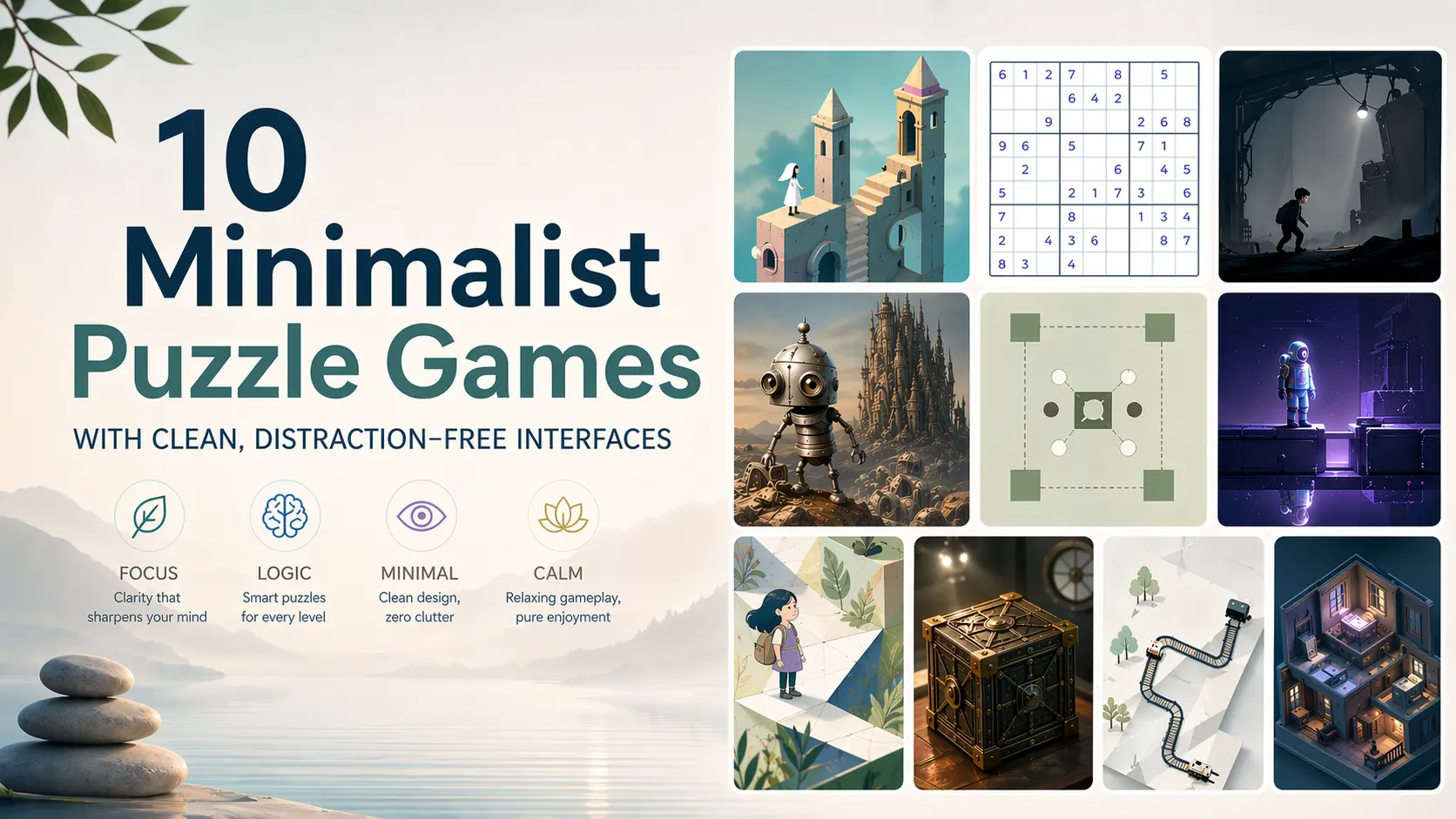Top 10 minimalist puzzle games with clean, distraction-free interfaces for focused solving on desktop and mobile