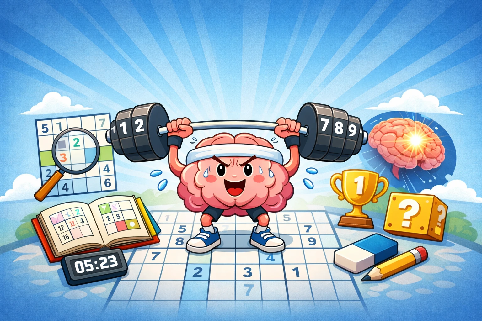 Sudoku is a logic puzzle that helps exercise the brain and improve concentration.